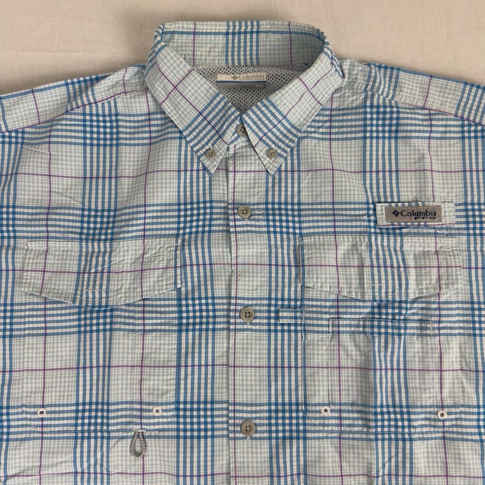Columbia PFG Omni-Shade Men M S/S Fishing, Sporting Shirt Vented Nylon Blend